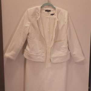 Ann Taylor Three Piece Cream Tweed Suit Set